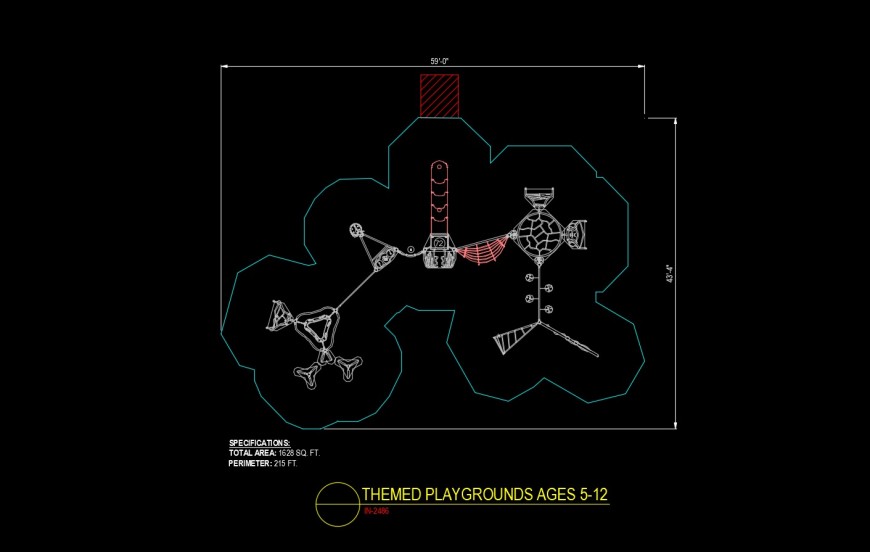 Round and triangle roof for themed playground dwg file