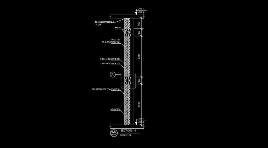 Wall section material detail drawing