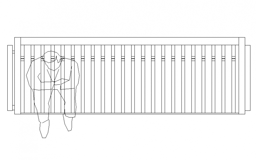 Detail wooden bench plan layout file