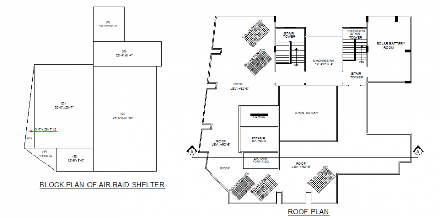 Roof plan of residential building design drawing