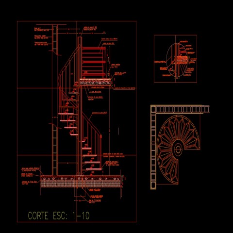 Spire stair plan and section detail dwg file